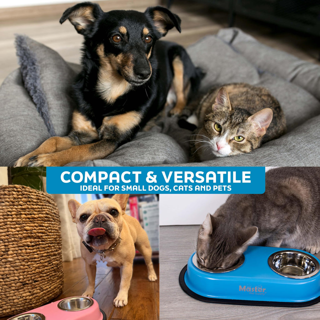 Double Dog Bowls Set with Elevated Base I164