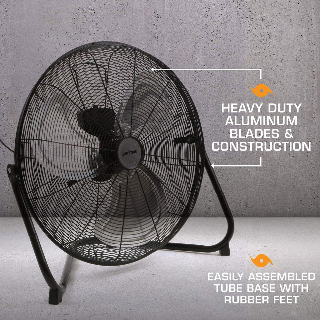 High Velocity Metal Blade Floor Fan, 3 Speeds, Black, 20in P7598
