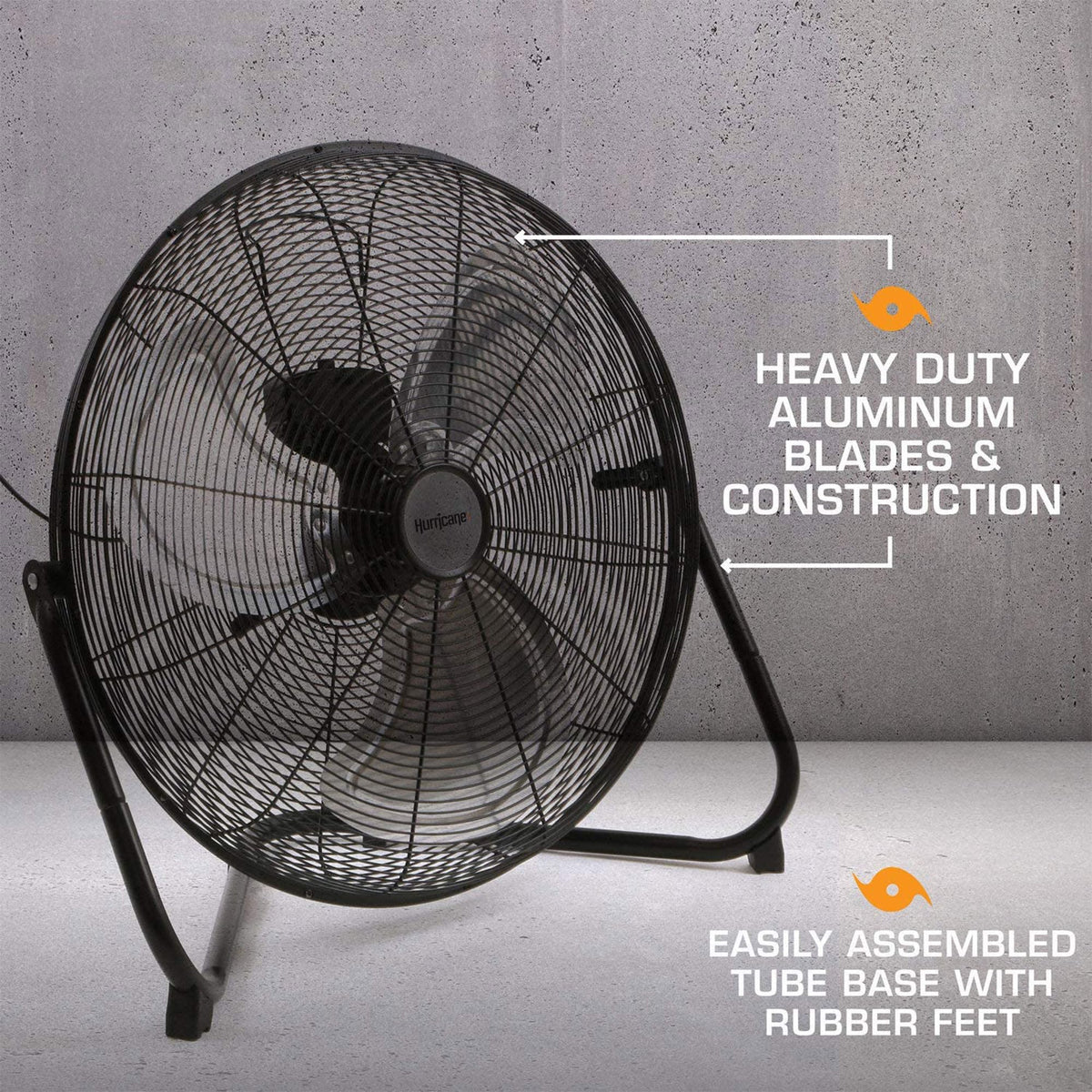 High Velocity Metal Blade Floor Fan, 3 Speeds, Black, 20in P7598