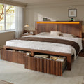 King Bed Frame with 2 Drawers and Storage Headboard P6667