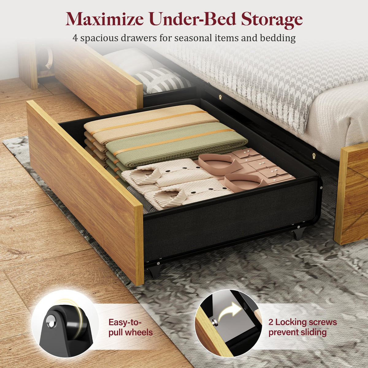 Queen Bed Frame with 4 Drawers K11139
