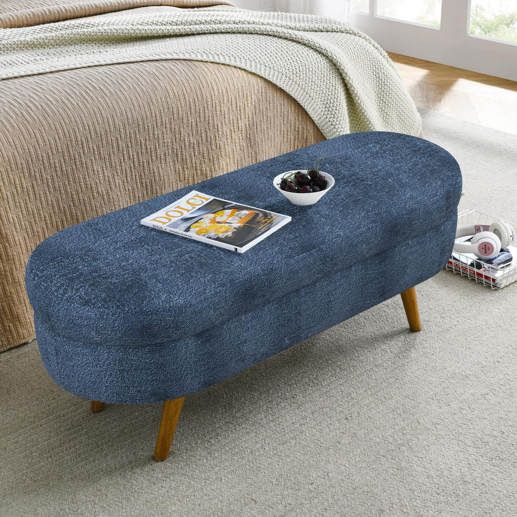 Oval Storage Bench with Rubber Wood Legs D167554