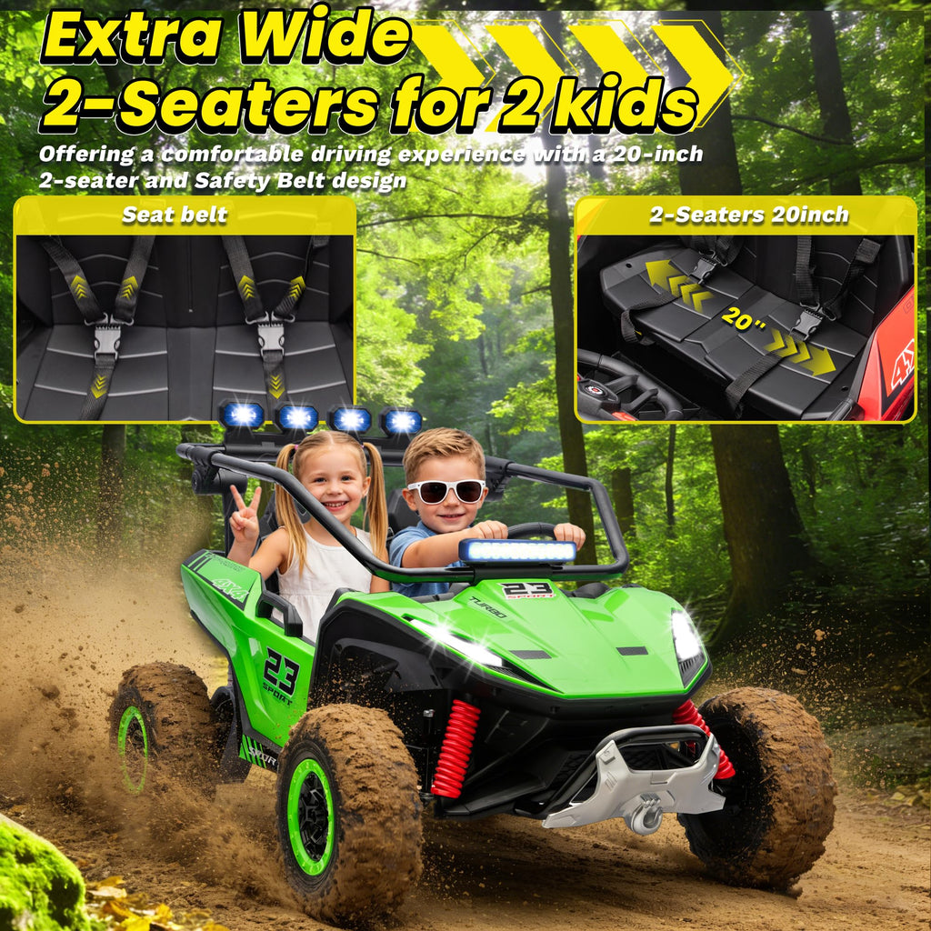 2-Seater Kids UTV with 4x200W Motor, 3-6MPH, Green E124010