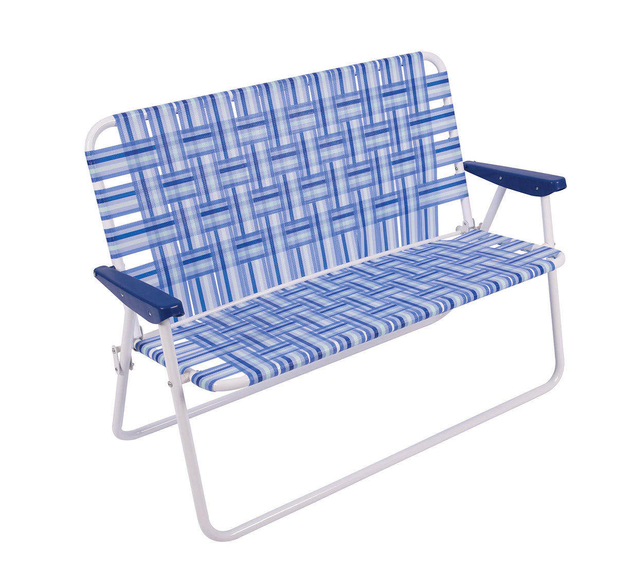 Blue/White Double-Wide Folding Web Lawn Chair X26274